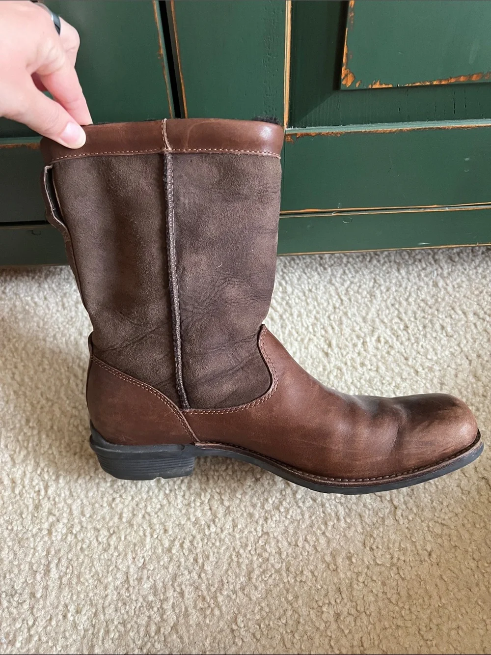 UGG Brown Leather & Suede Women's Winter Pull-On Boots